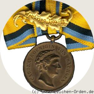 Bronzene Carola-Medaille mit Bandspange für Frauen 1915