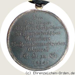 Eiserne Medaille für die Freiwilligen des V. Deutschen Armeekorps 1814