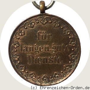 Dienstauszeichnung für 10 Jahre Bronzene Medaille 1868 (2.Prägung) Rückseite