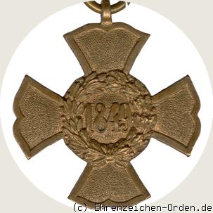 Erinnerungskreuz für Kämpfer 1849 Rückseite