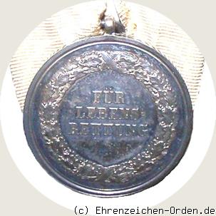 Silberne Medaille für Lebensrettung 6.Form 1905 Rückseite