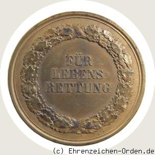 Bronzene Medaille für Lebensrettung  6. Modell 1905 nichttragbar Rückseite