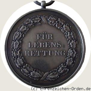 Silberne Medaille für Lebensrettung  4. Modell 1874 Rückseite