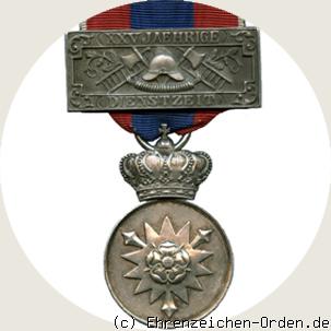Silberne Verdienstmedaille mit Bandschnalle für langjährige Feuerwehrdienste