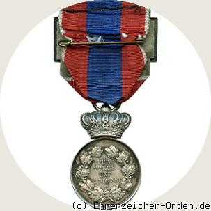 Silberne Verdienstmedaille mit Bandschnalle für langjährige Feuerwehrdienste Rückseite