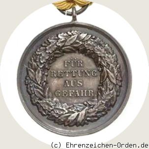 Silberne Medaille – Für Rettung aus Gefahr 1898 (3. Form) Rückseite