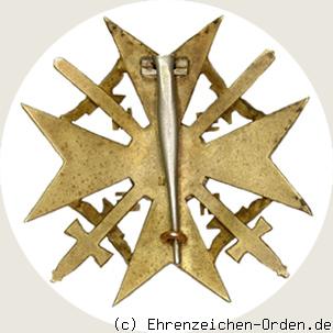 Spanienkreuz in Bronze mit Schwertern Rückseite