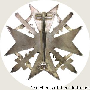 Spanienkreuz in Silber mit Schwertern Rückseite