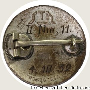 Diensteintritts- und Traditionsabzeichen Stahlhelmbund 1932 Rückseite