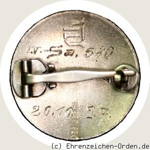 Diensteintritts- und Traditionsabzeichen Stahlhelmbund 1927 Rückseite