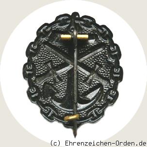 Verwundetenabzeichen der Marine 1918 in Schwarz Rückseite