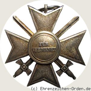 Silbernes Ehrenkreuz mit Schwertern Rückseite