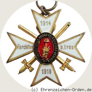 Württembergisches Kriegs-Erinnerungszeichen mit Schwertern voll emaillierte Rückseite Rückseite