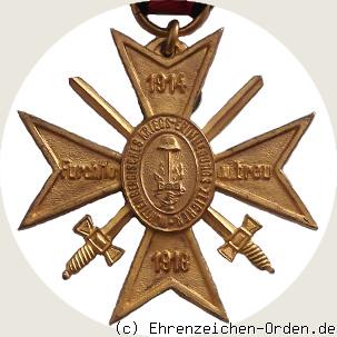Württembergisches Kriegs-Erinnerungszeichen mit Schwertern ohne emaillierte Rückseite Rückseite
