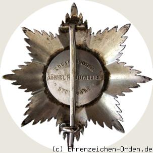 Orden der württembergischen Krone  Bruststern zum Großkreuz Rückseite