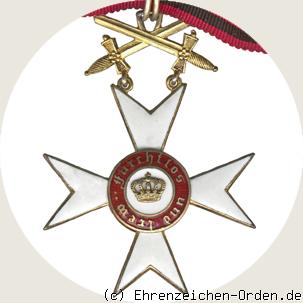 Orden der württembergischen Krone  Ritterkreuz mit Schwertern Rückseite