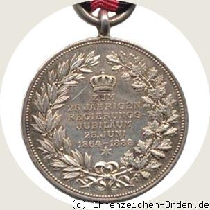 Silberne Erinnerungsmedaille zum 25. Regierungsjubiläum König Karl 1889 Rückseite